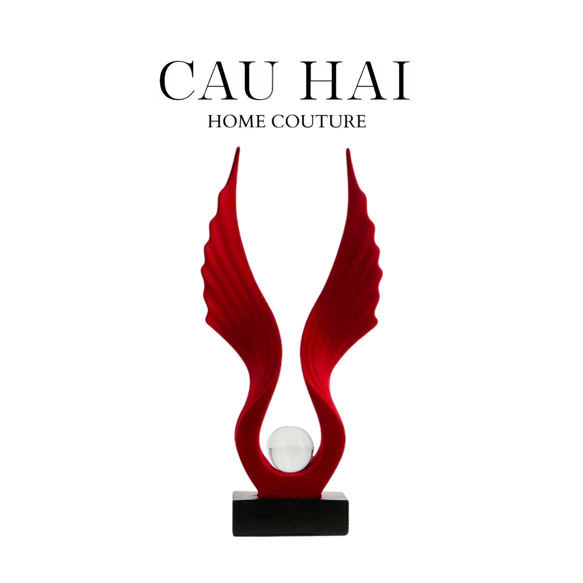 Tượng Nhung Đỏ Scarlet Wings Red Velvet 15x31-CẬU HAI HOME DECOR