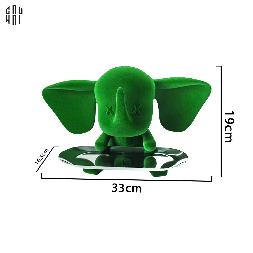 Tượng Nhung Voi - Figurine Ceramic Jade Velvet Elephant-TƯỢNG TRANG TRÍ-CẬU HAI HOME DECOR