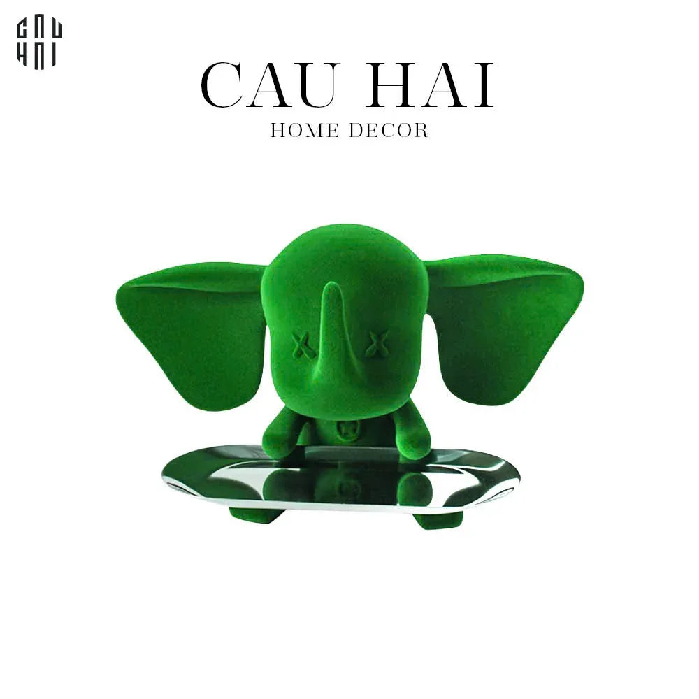 Tượng Nhung Voi - Figurine Ceramic Jade Velvet Elephant-TƯỢNG TRANG TRÍ-CẬU HAI HOME DECOR