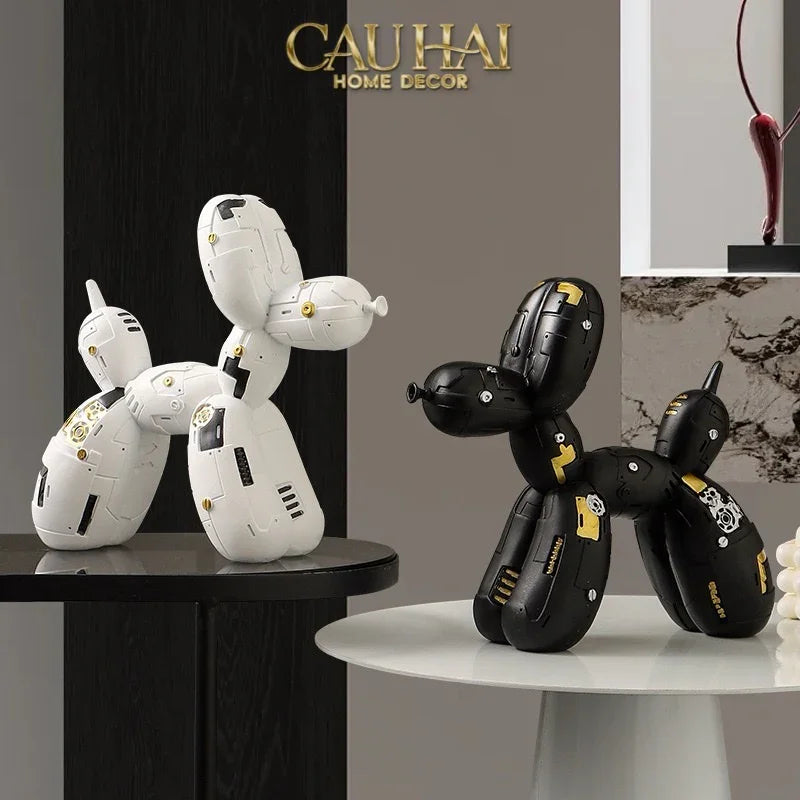 Tượng Puppy Balloon Pupp-X Mécanique Blanc / Noir-TƯỢNG TRANG TRÍ-CẬU HAI HOME DECOR