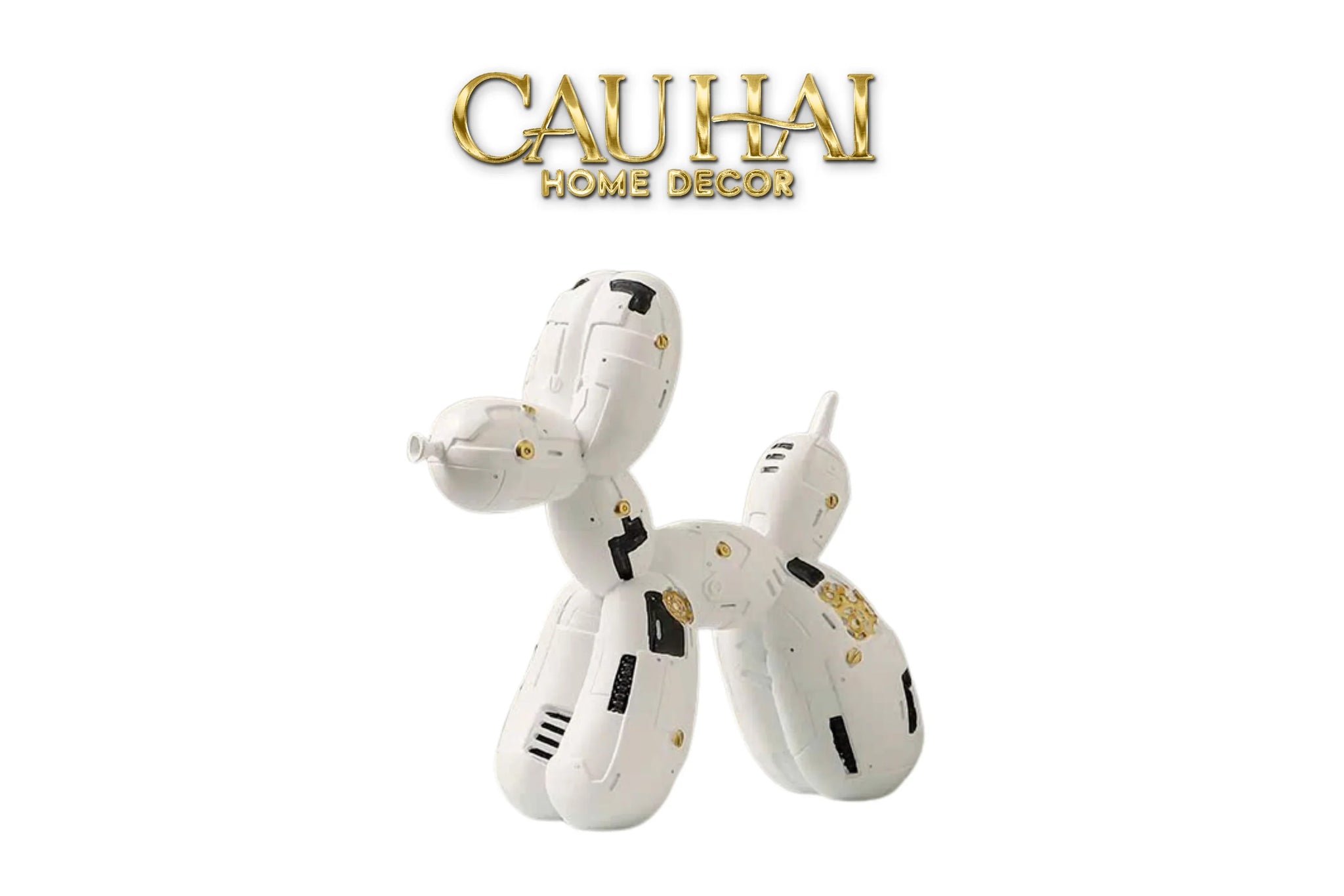 Tượng Puppy Balloon Pupp-X Mécanique Blanc / Noir-TƯỢNG TRANG TRÍ-CẬU HAI HOME DECOR