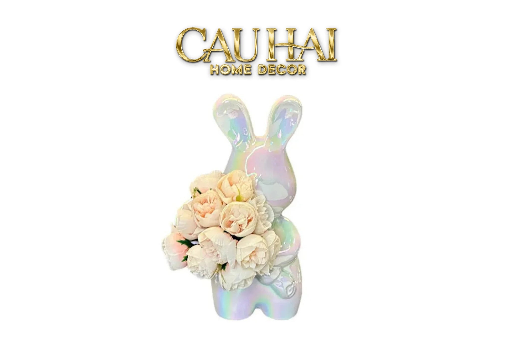 Tượng Romantic Lapin Floral Embrace-TƯỢNG TRANG TRÍ-CẬU HAI HOME DECOR