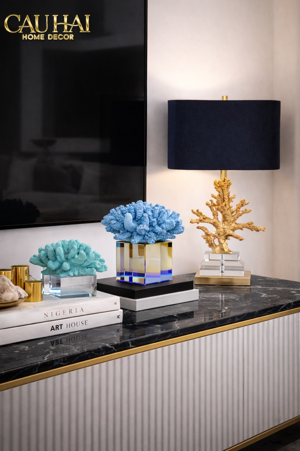 Tượng San Hô Corail Art de Mer Turquoise Sculptural-TƯỢNG TRANG TRÍ-Đối tác tại Trung Quốc theo từng đơn đặt hàng-CẬU HAI HOME DECOR
