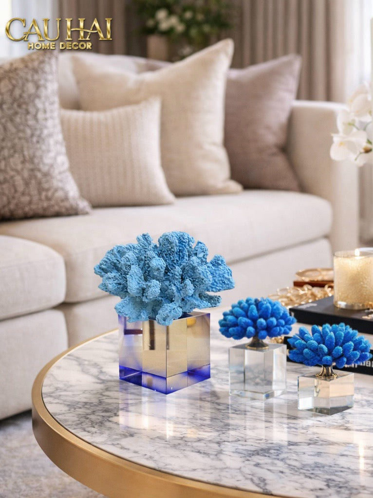 Tượng San Hô Đại Dương Blue Cristalleries Nautical Azure Coral Sculptures 15x20-CẬU HAI HOME DECOR