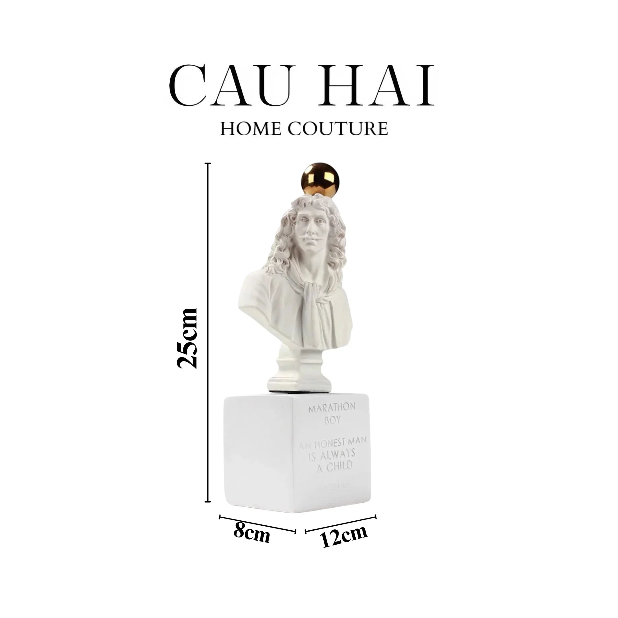 Tượng Socrates Quote Bust-TƯỢNG TRANG TRÍ-CẬU HAI HOME DECOR