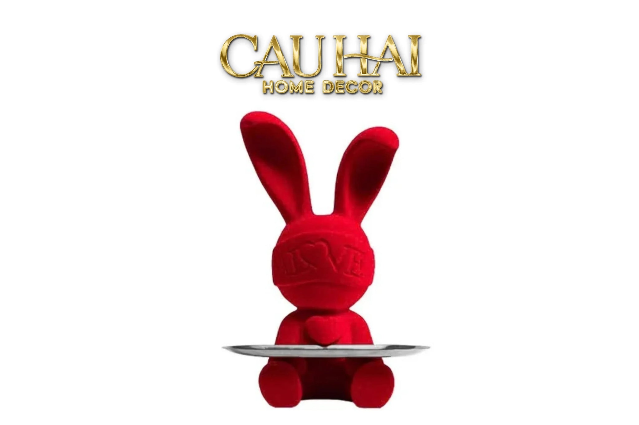 Tượng Thỏ Figurine Red Velvet Bunny Lapin Welcome Home H33-TƯỢNG TRANG TRÍ-CẬU HAI HOME DECOR
