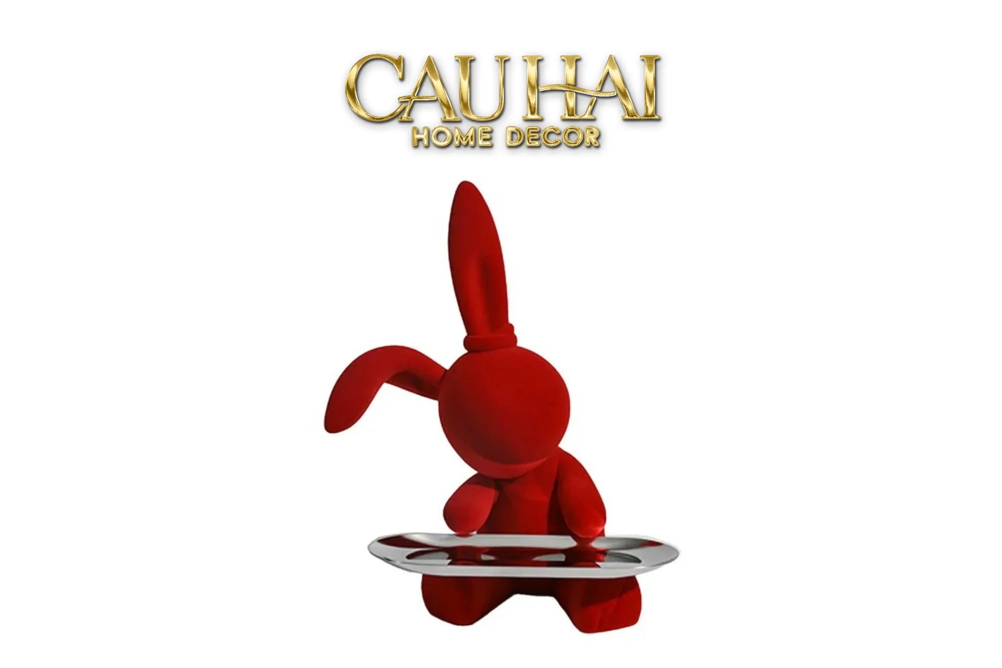 Tượng Thỏ Figurine Rouge Velour Joli Lapin H30-TƯỢNG TRANG TRÍ-CẬU HAI HOME DECOR