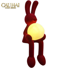 Tượng Thỏ Nhung Đỏ Moonlight Rouge Velour Lapin Sculpture Lamp 8.5x26.5-TƯỢNG TRANG TRÍ-CẬU HAI HOME DECOR