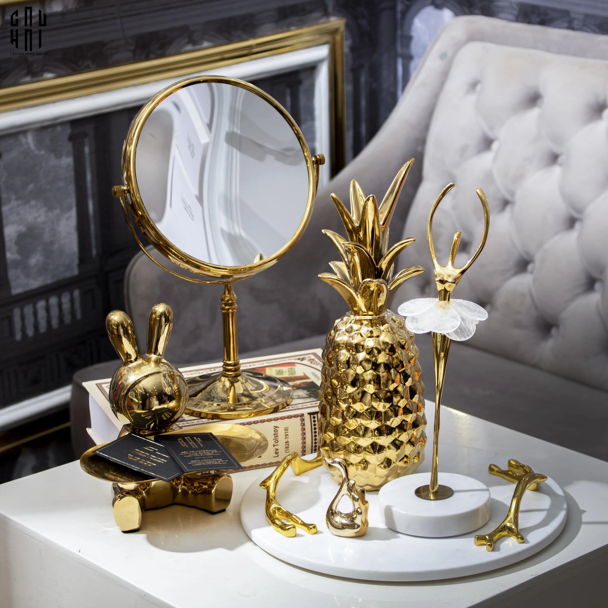 Tượng Trái Thơm Golden Pineapple Premium-TƯỢNG TRANG TRÍ-CẬU HAI HOME DECOR