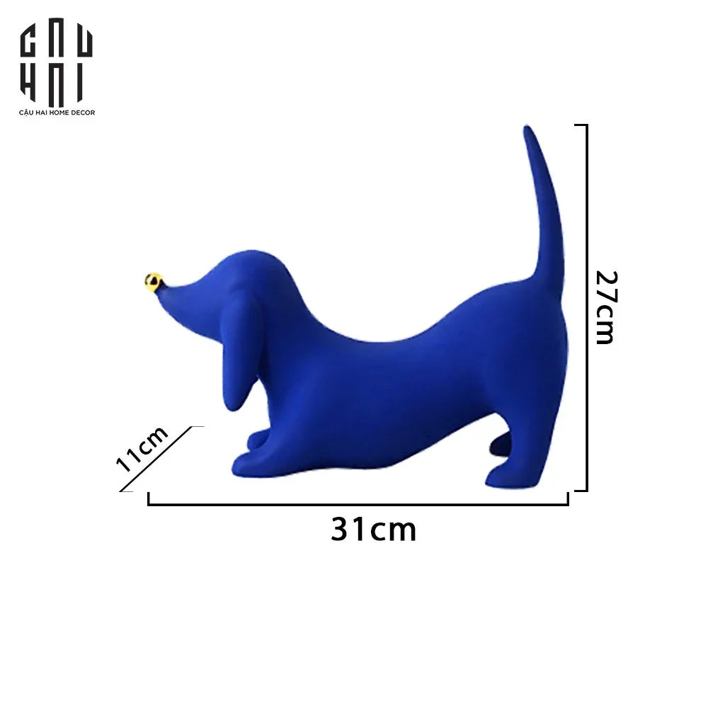 Tượng Trang Trí Chó Blue Dachshund-TƯỢNG TRANG TRÍ-CẬU HAI HOME DECOR