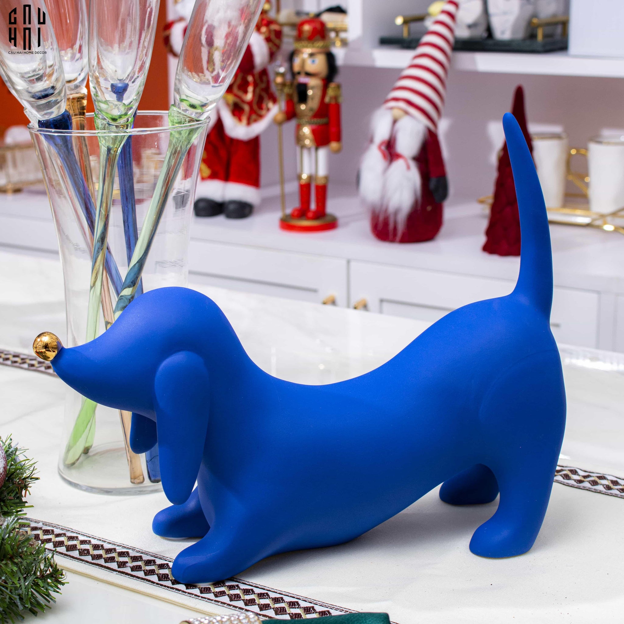 Tượng Trang Trí Chó Blue Dachshund-TƯỢNG TRANG TRÍ-CẬU HAI HOME DECOR