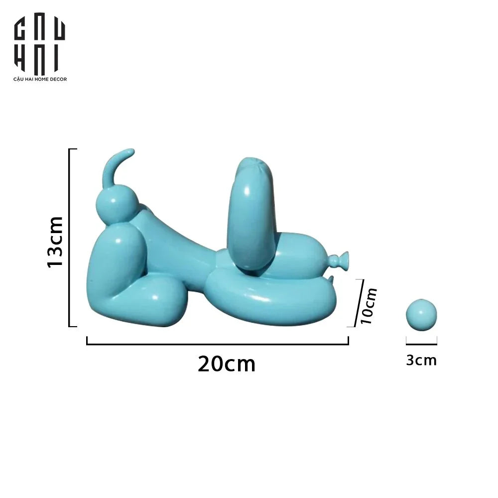 Tượng Trang Trí Chó Light Blue Balloon Ss25-TƯỢNG TRANG TRÍ-CẬU HAI HOME DECOR