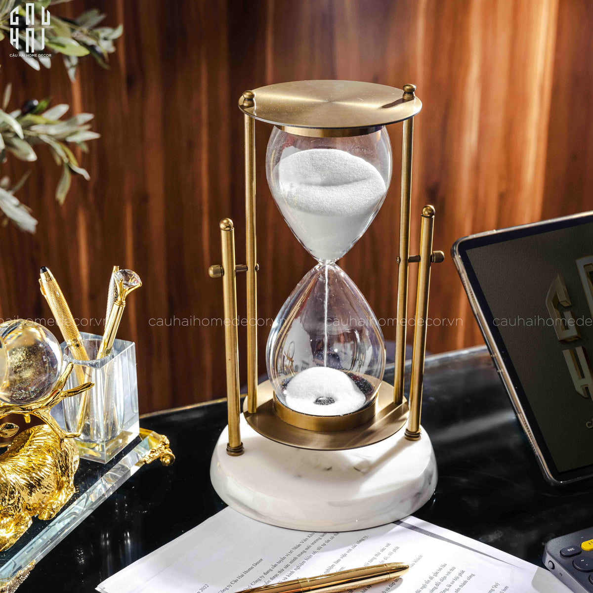 Tượng Trang Trí Đồng Hồ Cát Devian Marble Premium 17x30-Đồng hồ Cát-CẬU HAI HOME DECOR-CẬU HAI HOME DECOR