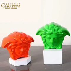 Tượng Trang Trí Đựng Đồng Xu - Couture V Class Money Bank Medusa Signature Orange 18x14-TƯỢNG TRANG TRÍ-CẬU HAI HOME DECOR