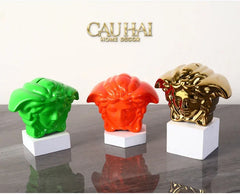 Tượng Trang Trí Đựng Đồng Xu - Couture V Class Money Bank Medusa Signature Orange 18x14-TƯỢNG TRANG TRÍ-CẬU HAI HOME DECOR
