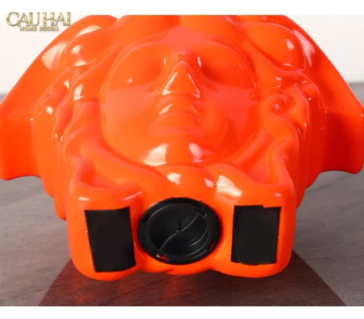 Tượng Trang Trí Đựng Đồng Xu - Couture V Class Money Bank Medusa Signature Orange 18x14-TƯỢNG TRANG TRÍ-CẬU HAI HOME DECOR