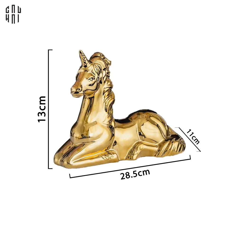Tượng Trang Trí Golden Laying Unicorn Ss25-TƯỢNG TRANG TRÍ-CẬU HAI HOME DECOR