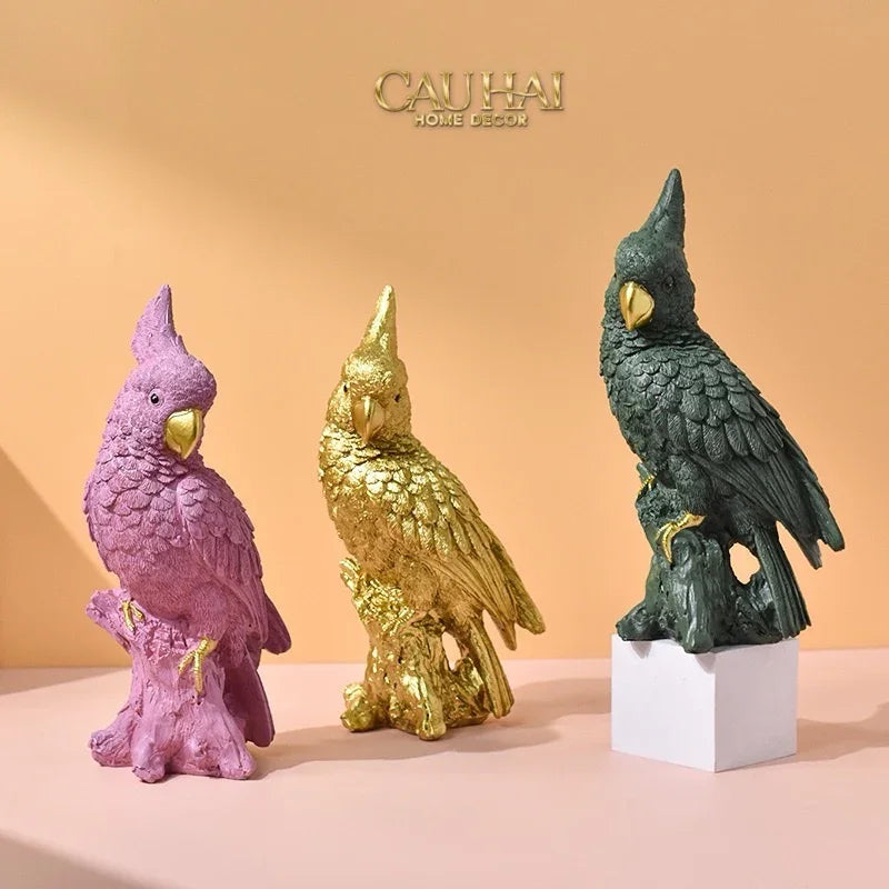 Tượng Vẹt Mào Celadon Parrot-TƯỢNG TRANG TRÍ-CẬU HAI HOME DECOR