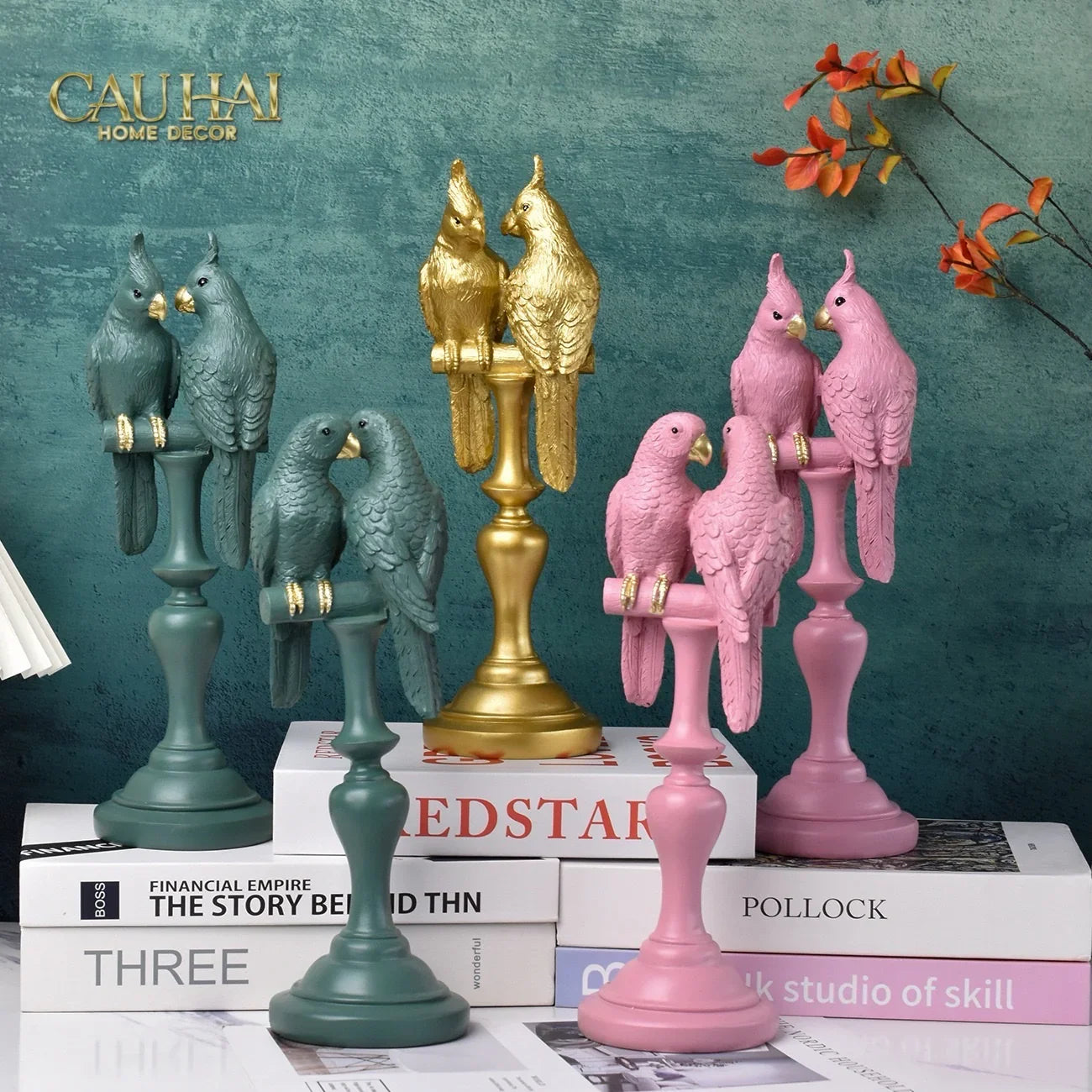 Tượng Vẹt Mào Duo Cockatoo H28 Aurum-TƯỢNG TRANG TRÍ-CẬU HAI HOME DECOR