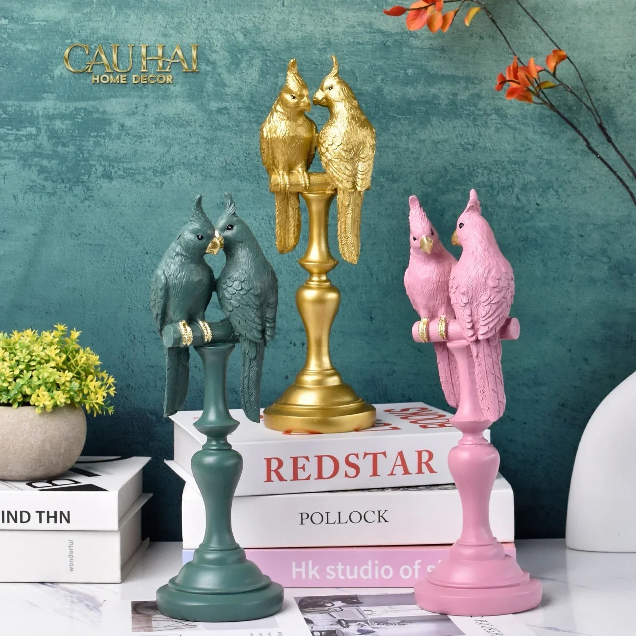 Tượng Vẹt Mào Duo Cockatoo H28 Aurum-TƯỢNG TRANG TRÍ-CẬU HAI HOME DECOR