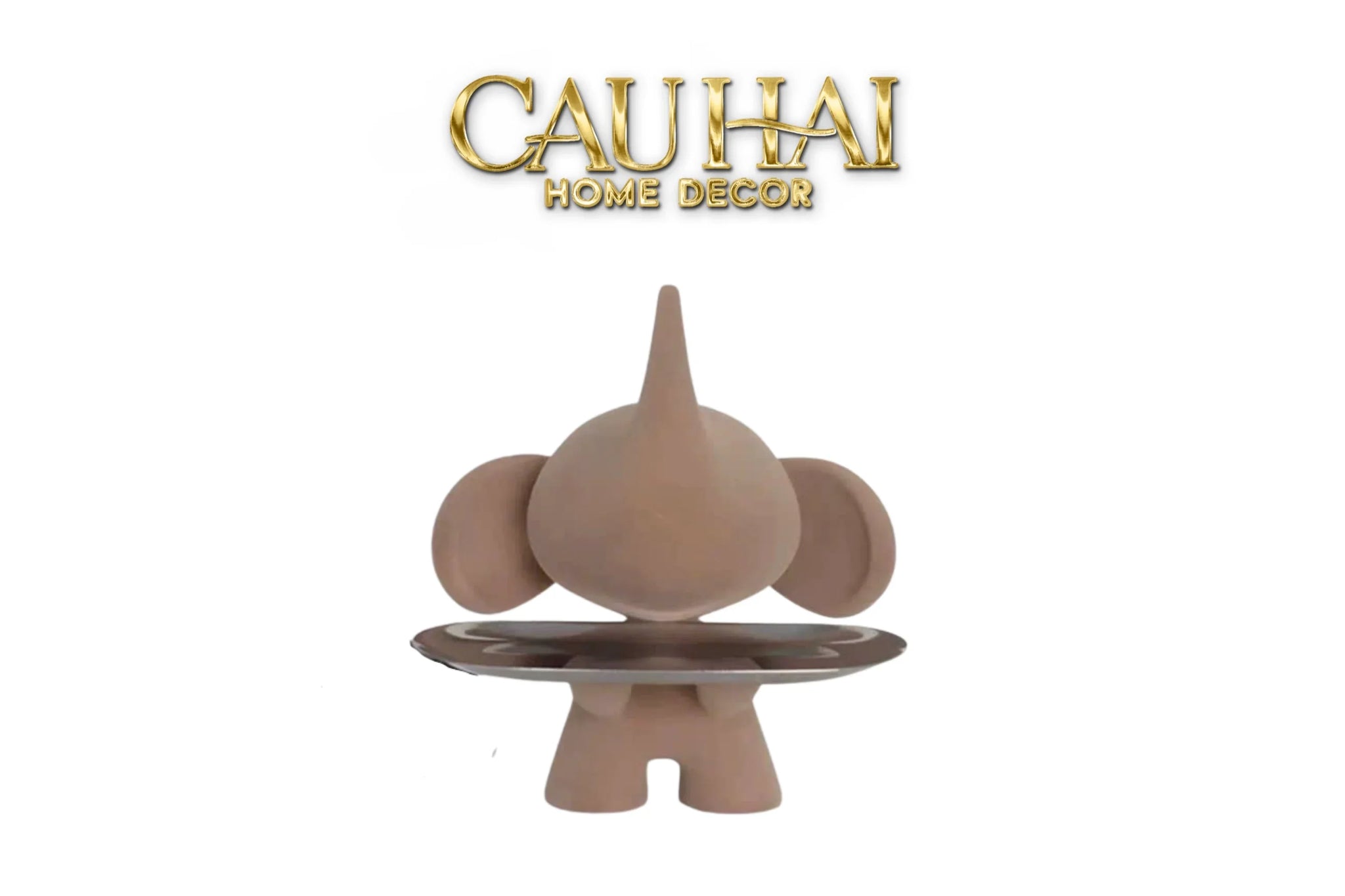 Tượng Voi Figurine Beige Velvet Toffee - Nova Elephas H27-TƯỢNG TRANG TRÍ-CẬU HAI HOME DECOR