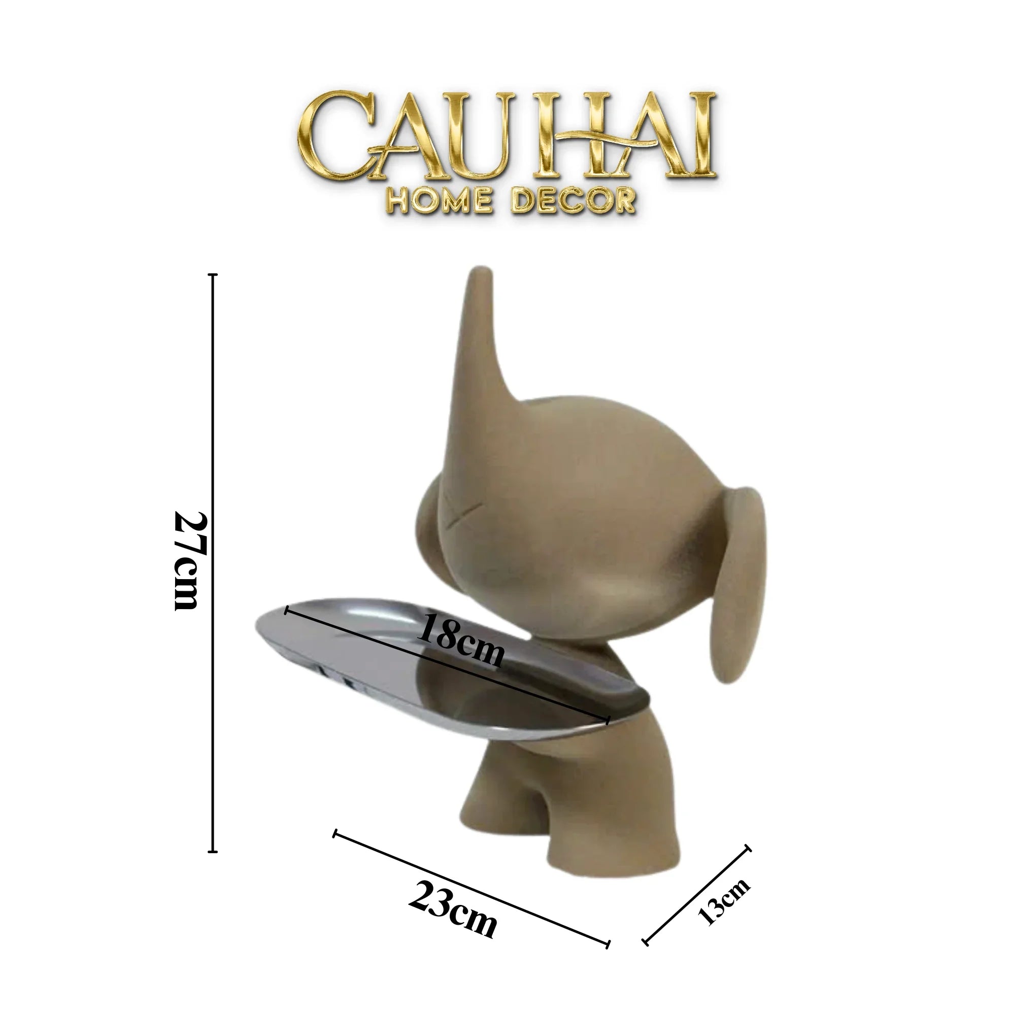 Tượng Voi Figurine Beige Velvet Toffee - Nova Elephas H27-CẬU HAI HOME DECOR