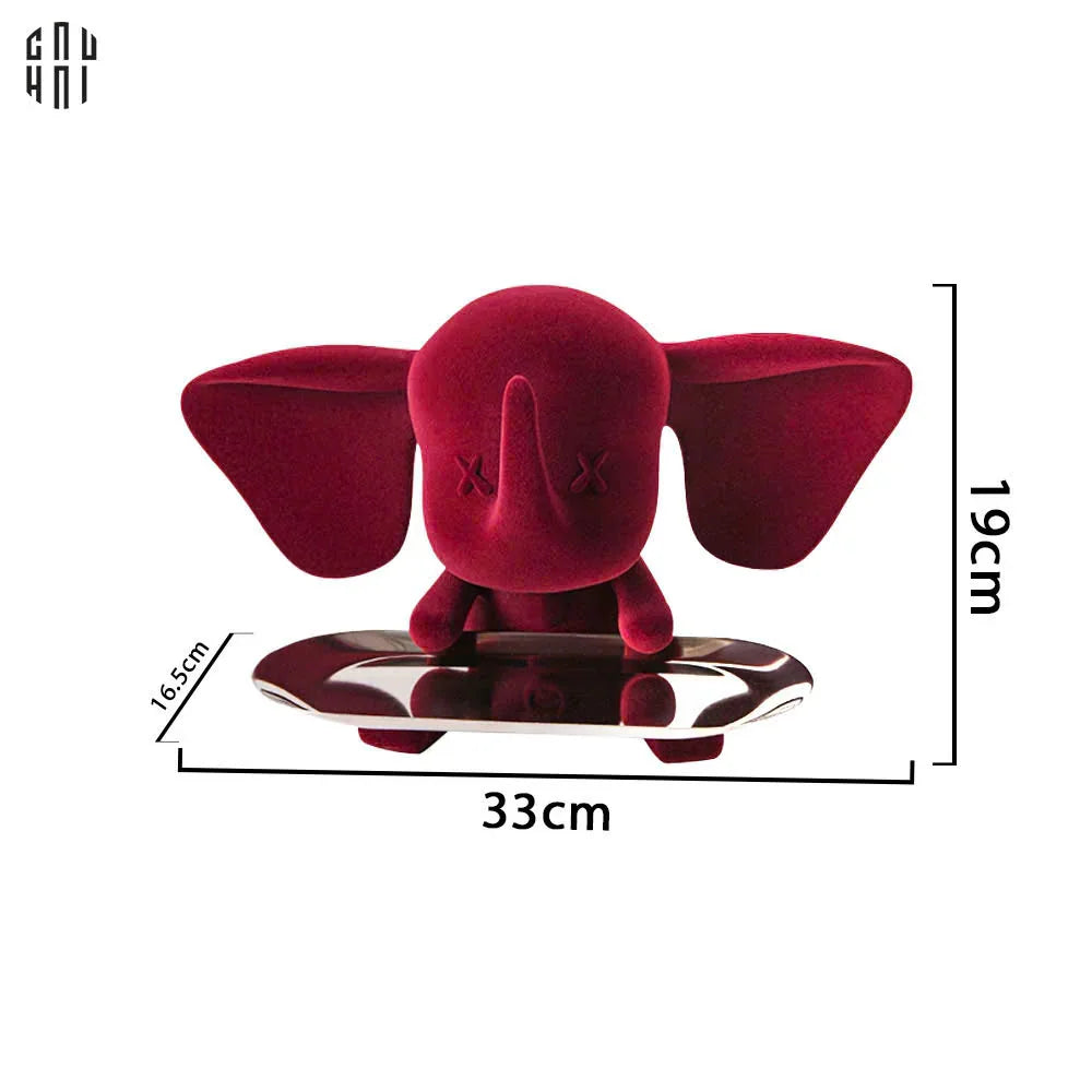 Tượng Voi Nhung Đỏ - Figurine Ceramic Bordeaux Velvet Elephant-TƯỢNG TRANG TRÍ-CẬU HAI HOME DECOR