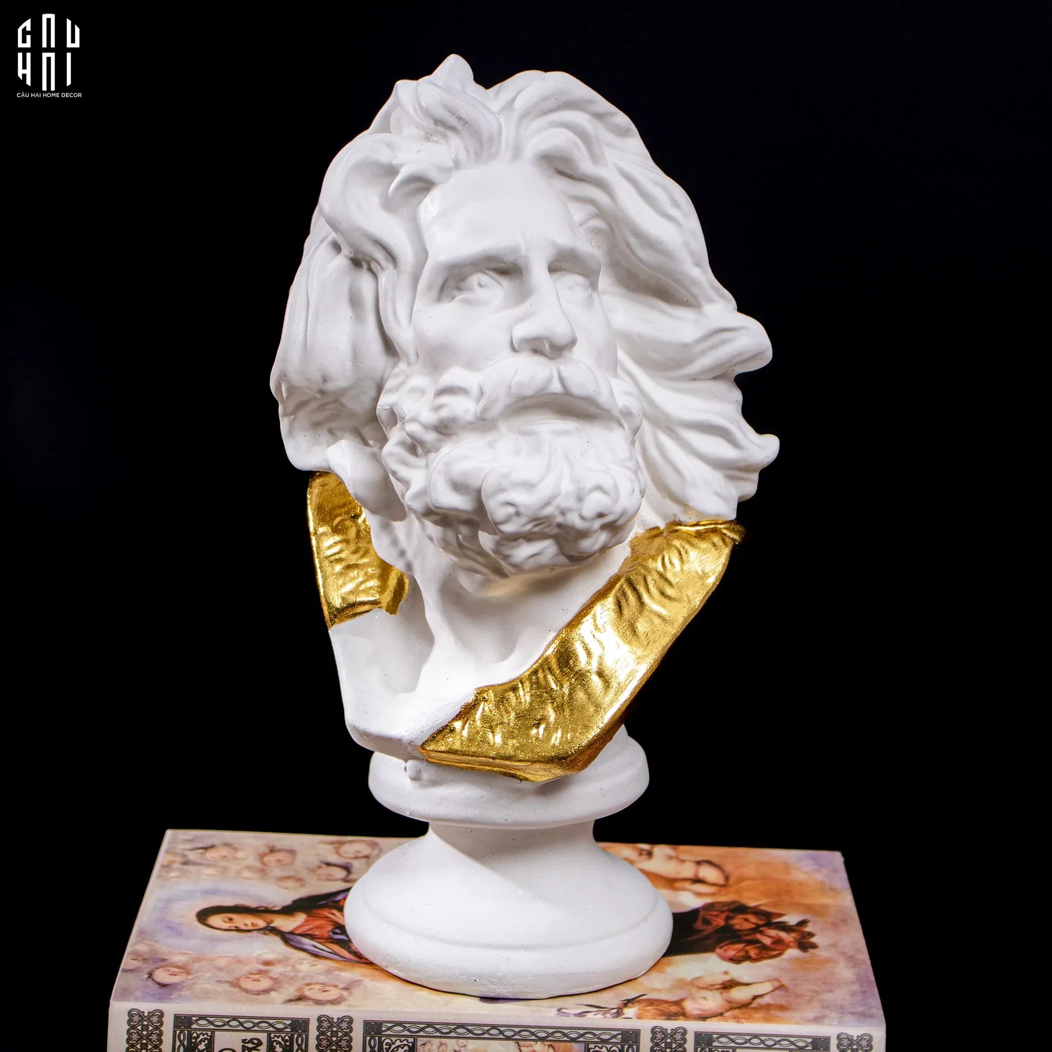 Tượng Zeus Premium Dát Vàng 24K H32-TƯỢNG TRANG TRÍ-CẬU HAI HOME DECOR