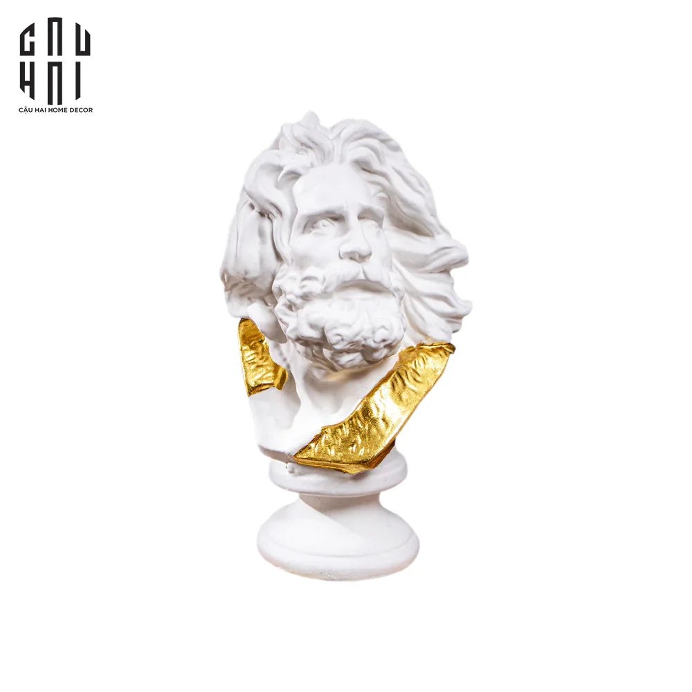 Tượng Zeus Premium Dát Vàng 24K H32-TƯỢNG TRANG TRÍ-CẬU HAI HOME DECOR