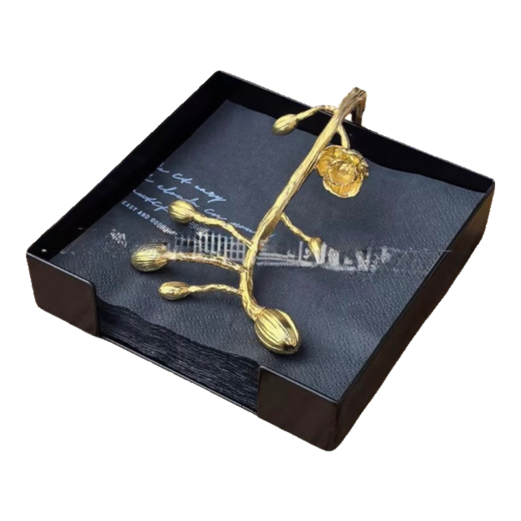 Maison Couture - Khay Giấy Brasson Mistletoe Tissue Tray-HỘP KHĂN GIẤY-Đối tác tại Trung Quốc theo từng đơn đặt hàng-NOIR BLOSSOM-CẬU HAI HOME DECOR