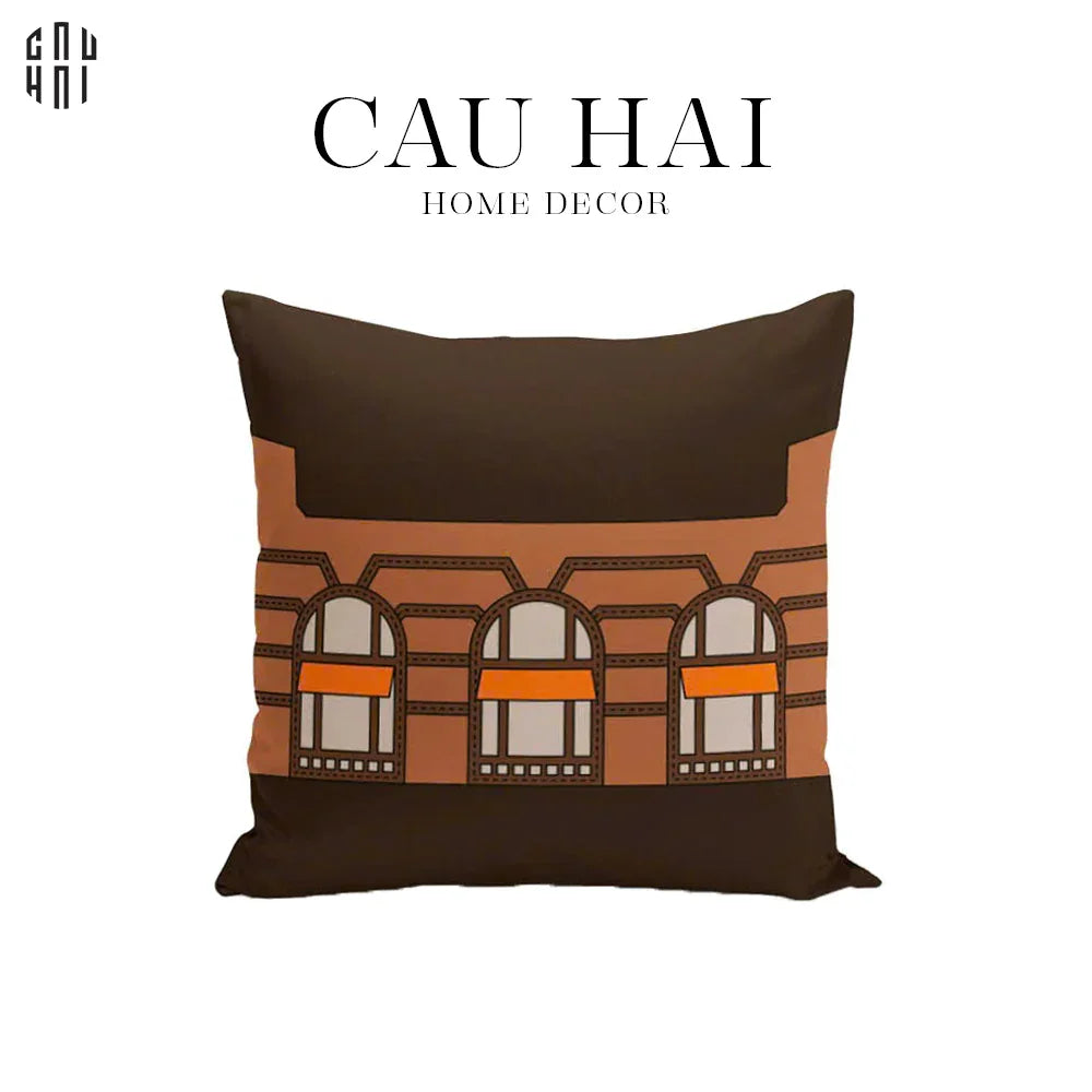 Vỏ Gối Canvas Faubourg Multi Doors - Brun Terra 45.-VỎ GỐI-CẬU HAI HOME DECOR