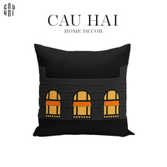 Vỏ Gối Canvas Faubourg Multi Doors - Noir Jaune 45.-VỎ GỐI-CẬU HAI HOME DECOR