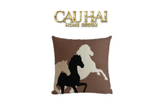 Vỏ Gối Canvas Fiber Dou Cavalière Brun 45-VỎ GỐI-CẬU HAI HOME DECOR