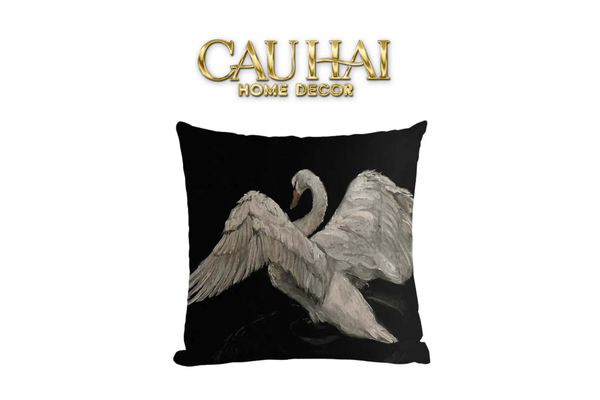Vỏ Gối Canvas Fiber Flying Savoir Swan 45-VỎ GỐI-CẬU HAI HOME DECOR