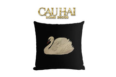 Vỏ Gối Canvas Fiber Savoir Swan 45-CẬU HAI HOME DECOR