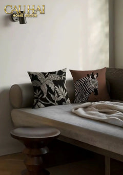 Vỏ Gối Canvas Fiber Zèbre Brun 45-VỎ GỐI-CẬU HAI HOME DECOR