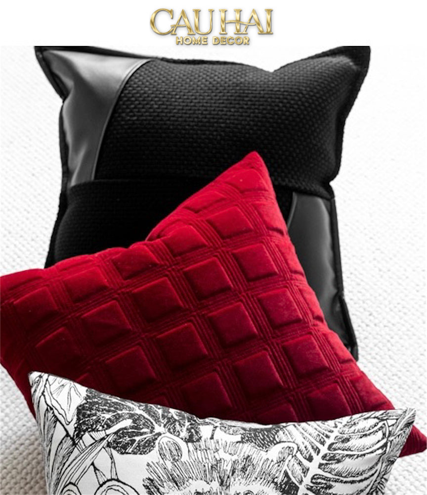 Vỏ Gối Canvas Intrecciato Lux Leather Phantom 50-VỎ GỐI-CẬU HAI HOME DECOR