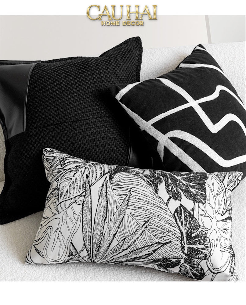 Vỏ Gối Canvas Intrecciato Lux Leather Phantom 50-VỎ GỐI-CẬU HAI HOME DECOR