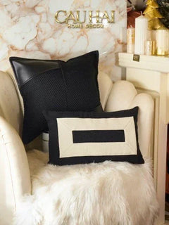 Vỏ Gối Canvas Intrecciato Lux Leather Phantom 50-CẬU HAI HOME DECOR