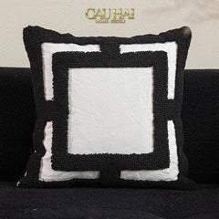 Vỏ Gối Canvas Mono Geometric Border 45-VỎ GỐI-CẬU HAI HOME DECOR