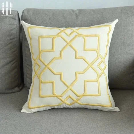Vỏ Gối Canvas Thêu 3D Mustard Lattice Trellis 45-VỎ GỐI-CẬU HAI HOME DECOR