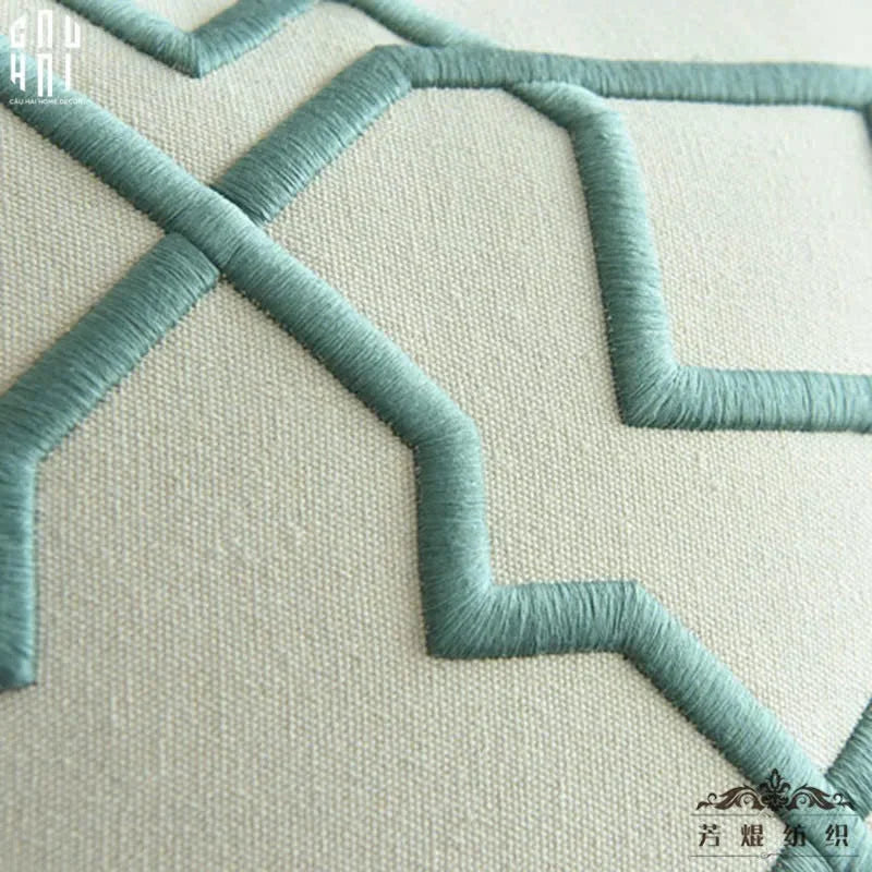 Vỏ Gối Canvas Thêu 3D Turquoise Lattice Trellis 45-VỎ GỐI-CẬU HAI HOME DECOR