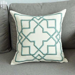 Vỏ Gối Canvas Thêu 3D Turquoise Lattice Trellis 45-VỎ GỐI-CẬU HAI HOME DECOR
