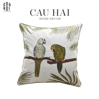 Vỏ Gối Canvas Thêu Tropical Harmony Lovebird 45-VỎ GỐI-CẬU HAI HOME DECOR