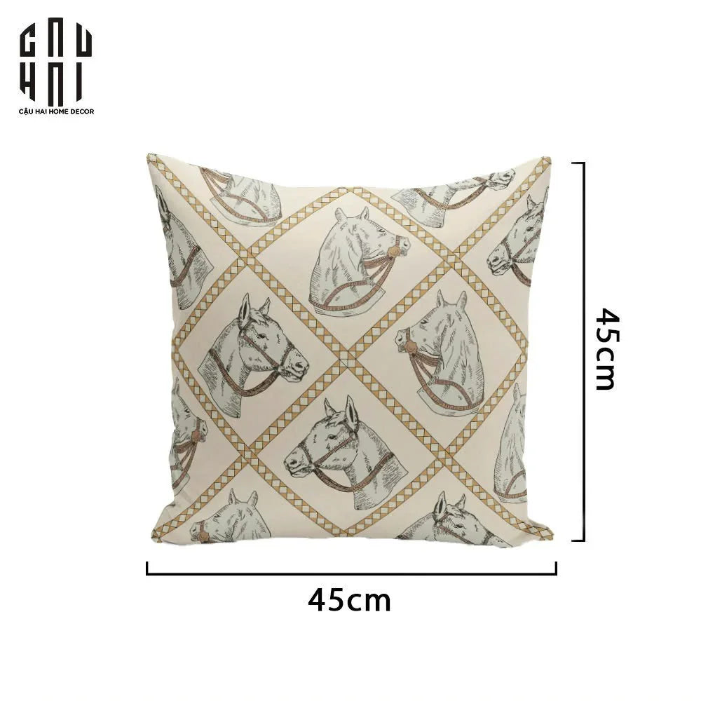 Vỏ Gối Canvas White Pegasus 45.-VỎ GỐI-CẬU HAI HOME DECOR