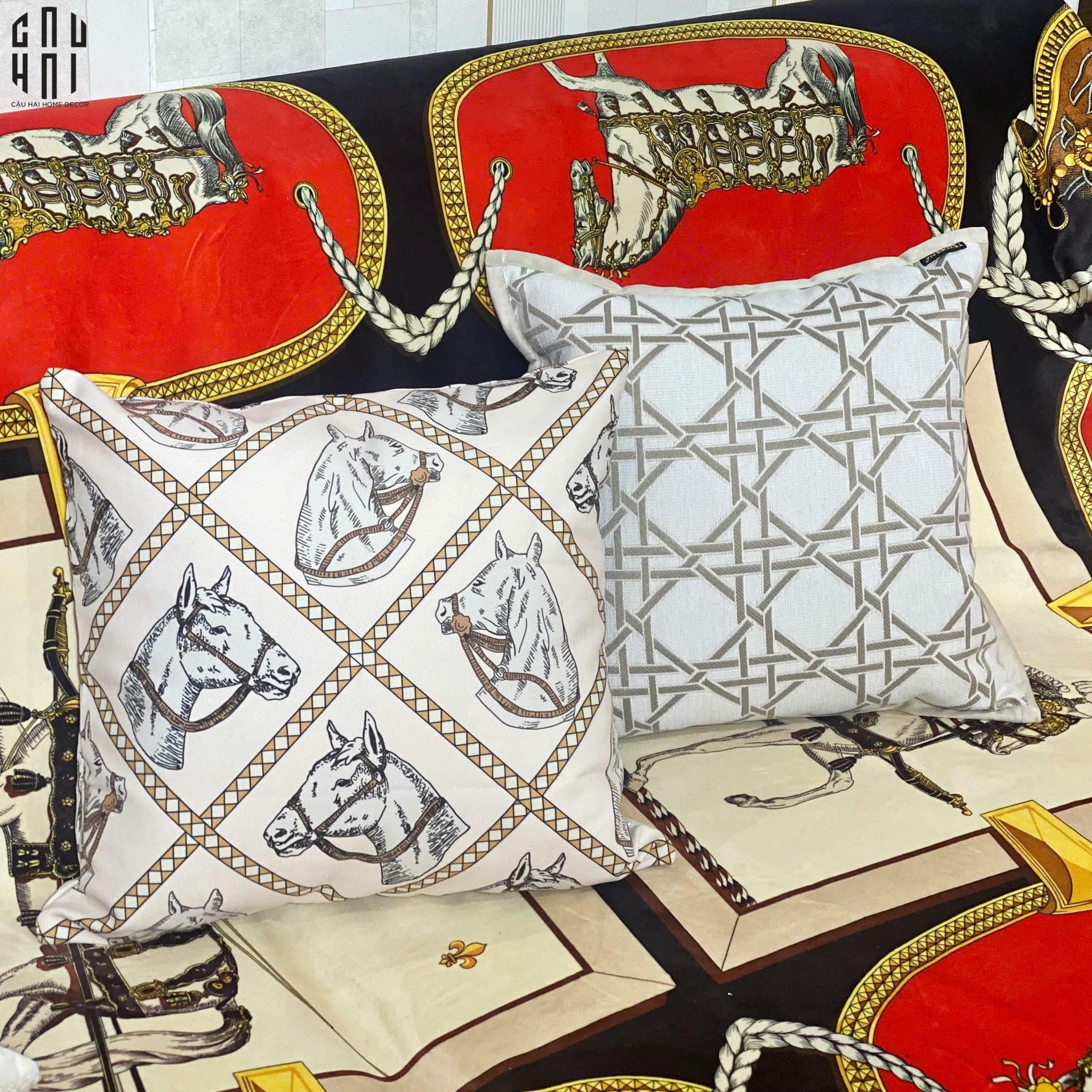 Vỏ Gối Canvas White Pegasus 45.-VỎ GỐI-CẬU HAI HOME DECOR