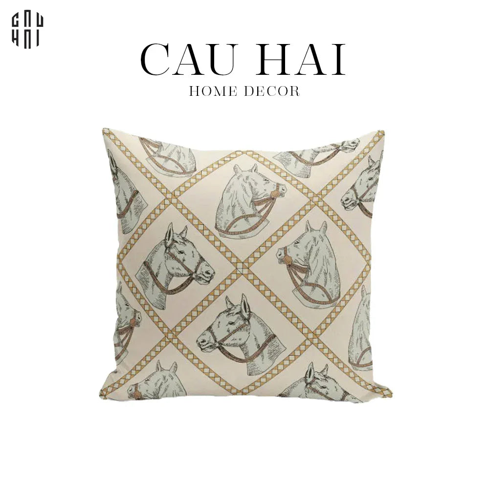 Vỏ Gối Canvas White Pegasus 45.-VỎ GỐI-CẬU HAI HOME DECOR