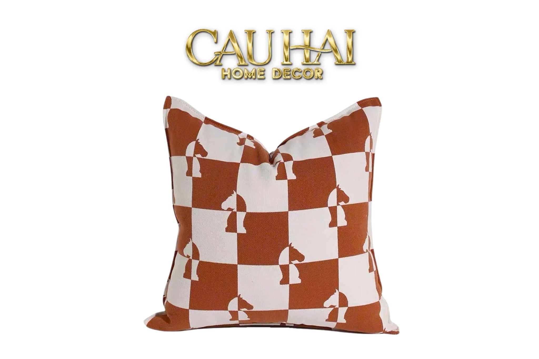 Vỏ Gối Cavalier Checkerboard Ébène Brun Art Cushion 45-VỎ GỐI-CẬU HAI HOME DECOR