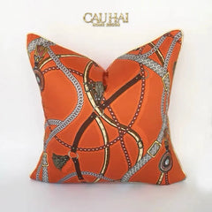 Vỏ Gối Cotton Satin Les Rênes Équestres - Vermillion 45-VỎ GỐI-CẬU HAI HOME DECOR