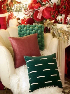 Vỏ Gối Da Burgundy Intrecciato Lattice 45-VỎ GỐI-CẬU HAI HOME DECOR